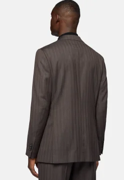 Boggi Milano Costume Foncé À Chevrons En Pure Laine Super 130