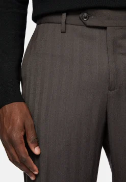 Boggi Milano Costume Foncé À Chevrons En Pure Laine Super 130