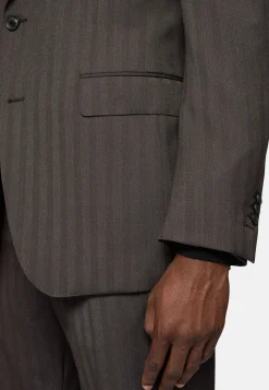 Boggi Milano Costume Foncé À Chevrons En Pure Laine Super 130