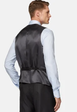 Boggi Milano Gilet Bleu Marine En Sergé De Laine