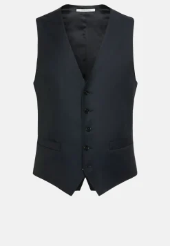 Boggi Milano Gilet Bleu Marine En Sergé De Laine