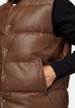 Boggi Milano Gilet En Cuir Véritable Rembourré En Plume