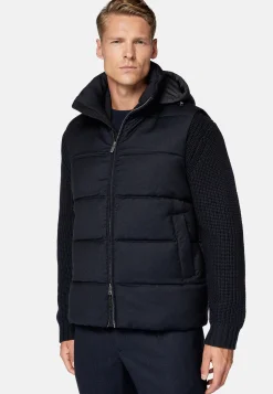 Boggi Milano Gilet En Flanelle Rembourré De Plumes À Capuche