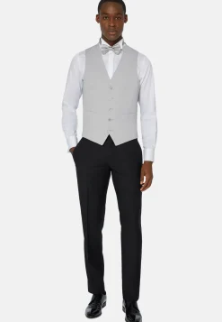 Boggi Milano Gilet Gris Perle En Laine Mélangée