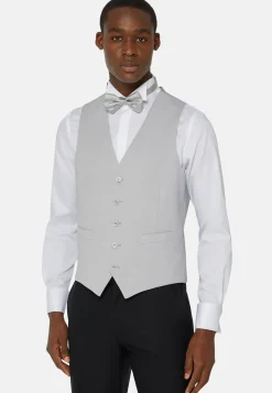 Boggi Milano Gilet Gris Perle En Laine Mélangée