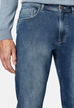 Boggi Milano Jean En Denim Extensible Bleu À Délavage Moyen