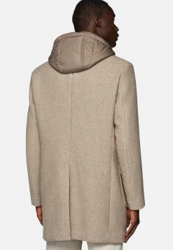 Boggi Milano Manteau Avec Capuche En Laine Mélangée