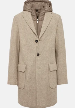 Boggi Milano Manteau Avec Capuche En Laine Mélangée