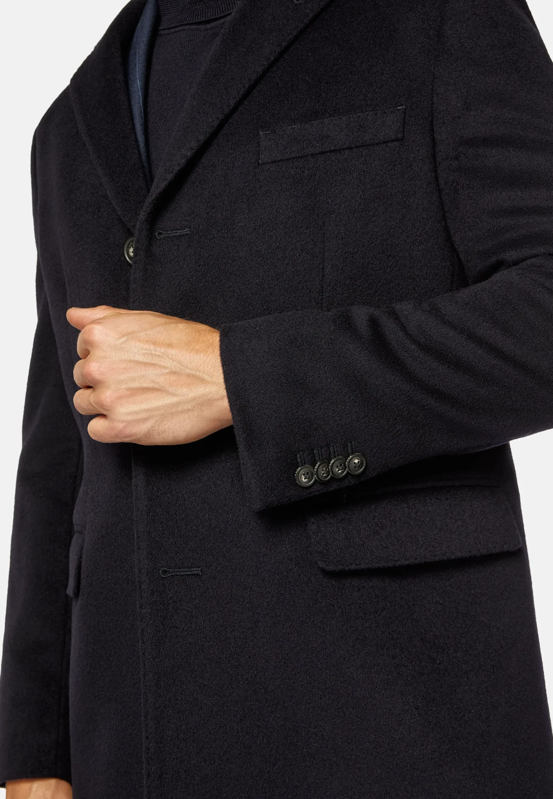 Boggi Milano Manteau Droit En Cachemire Mélangé