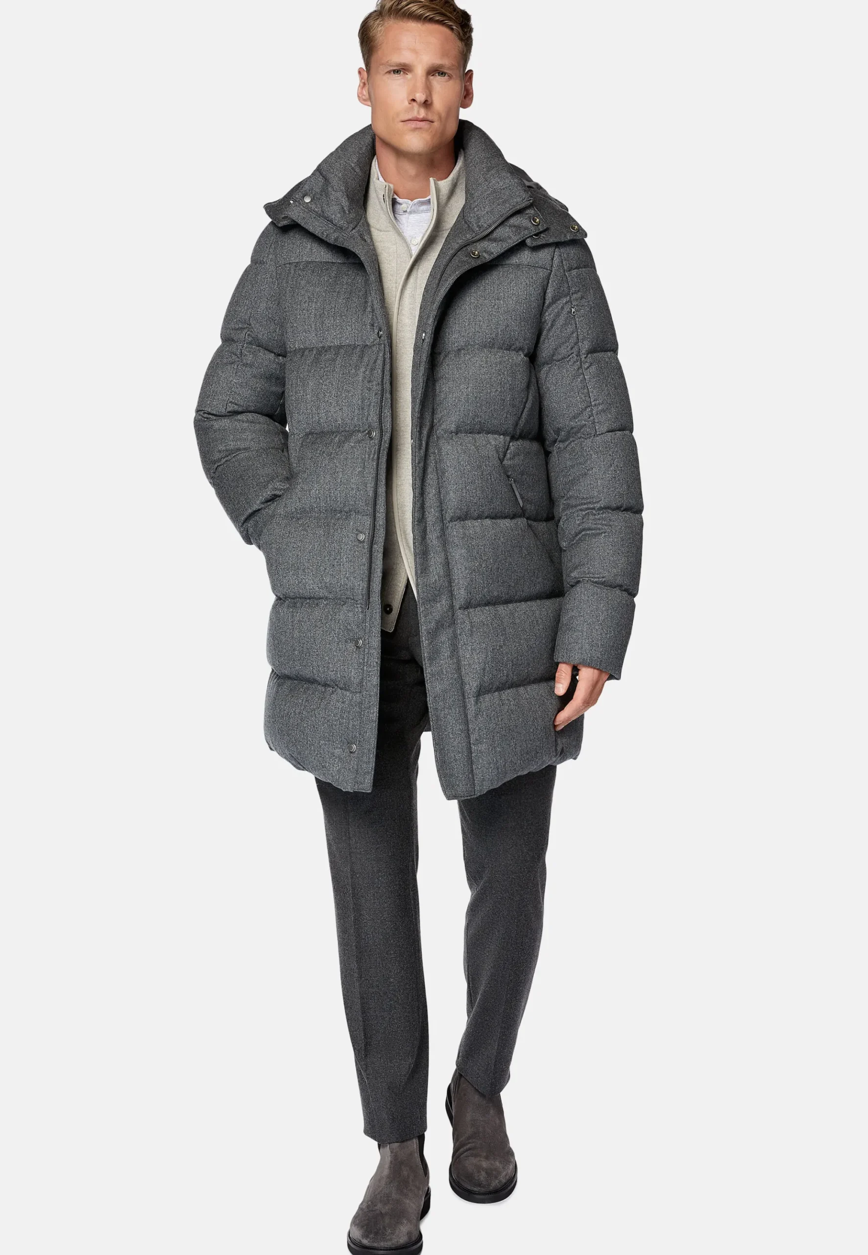 Boggi Milano Parka En Flanelle Rembourrée En Plume D'Oie