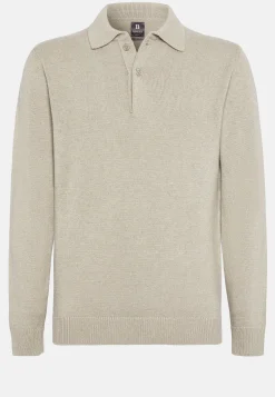 Boggi Milano Polo Maille Sable En Cachemire Mélangé