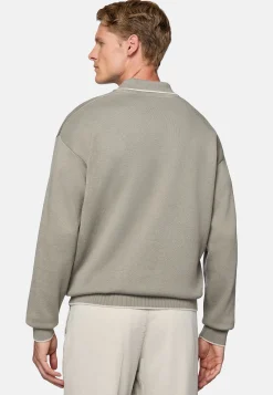 Boggi Milano Polo Taupe En Maille De Coton Bio Et Nylon