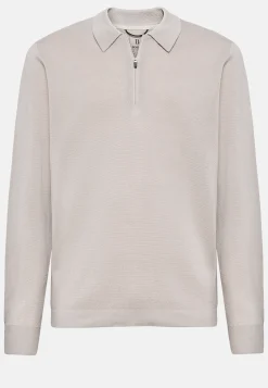 Boggi Milano Polo Tech Sable En Maille De Laine Mérinos