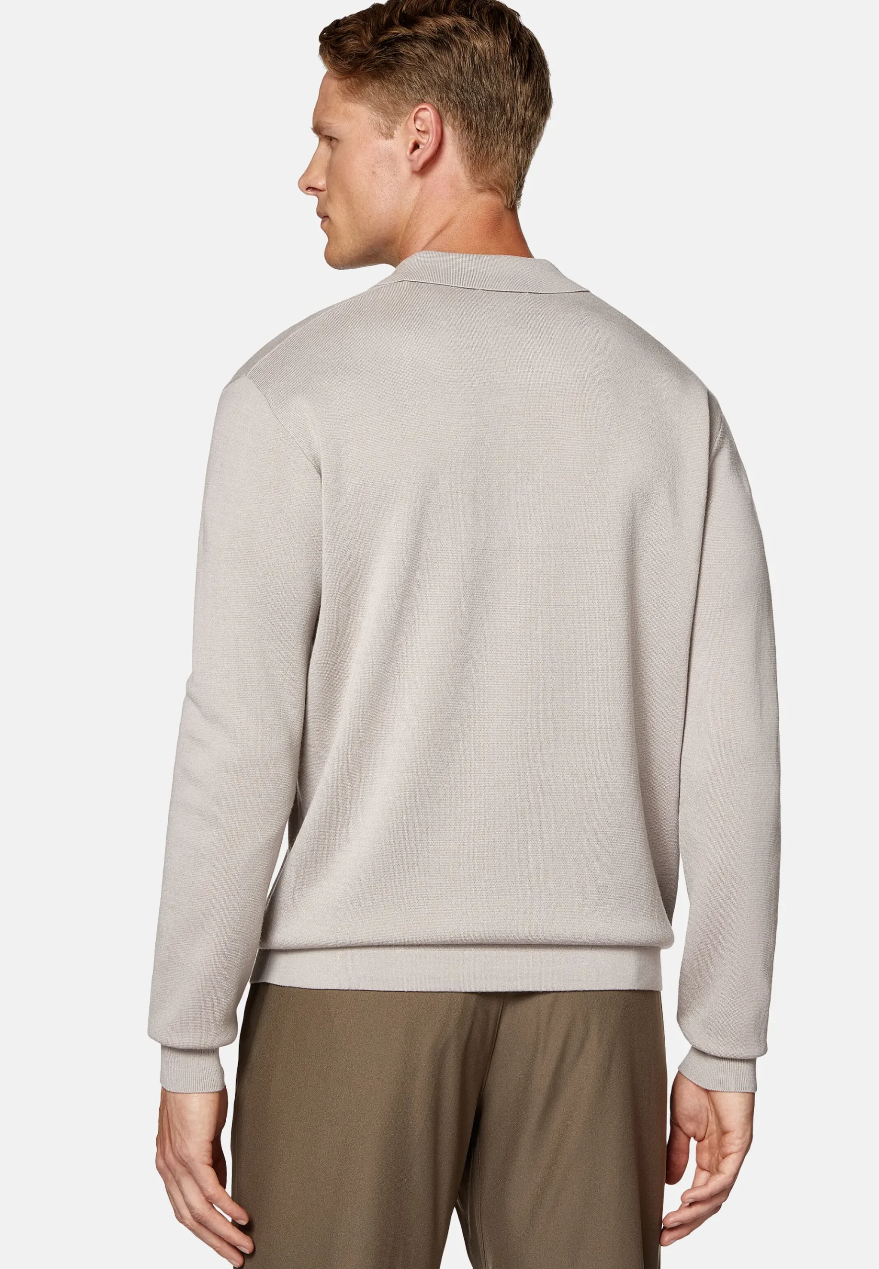 Boggi Milano Polo Tech Sable En Maille De Laine Mérinos