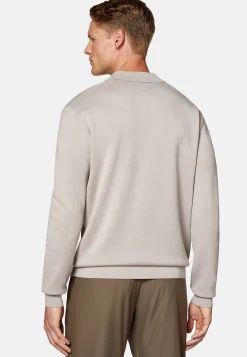 Boggi Milano Polo Tech Sable En Maille De Laine Mérinos