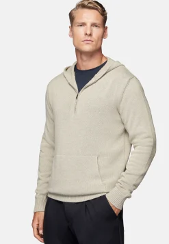 Boggi Milano Pull À Capuche Noisette En Cachemire Mélangé