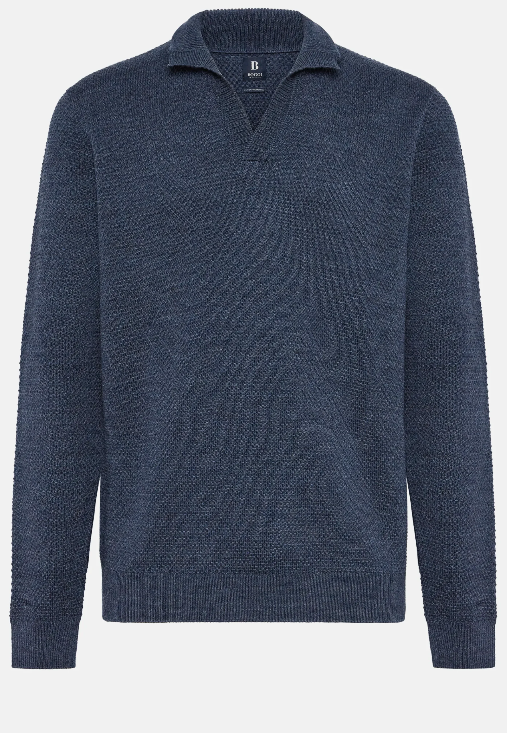 Boggi Milano Pull à Col Cheminée Avec Points En Laine Mérinos