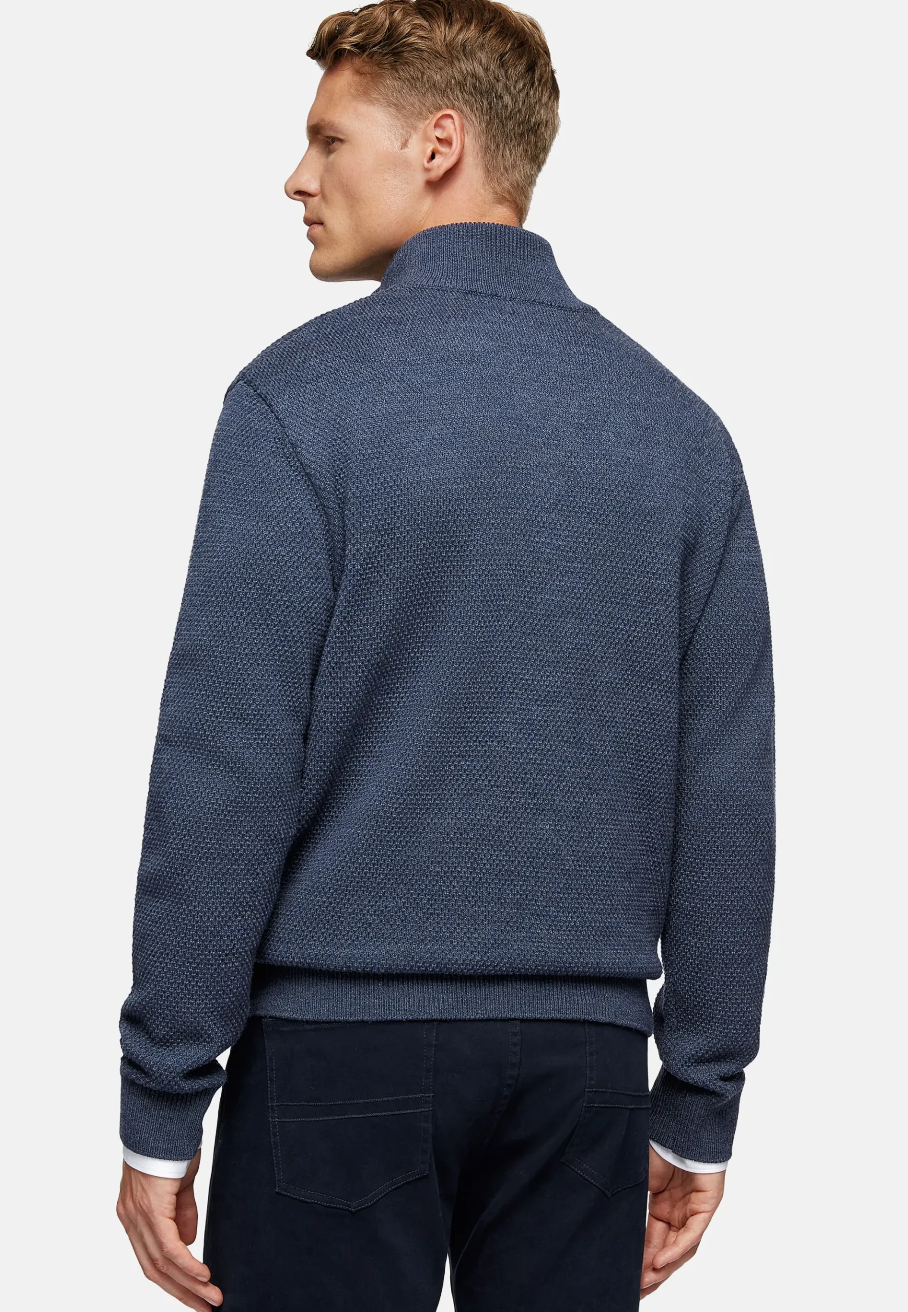 Boggi Milano Pull à Col Cheminée Avec Points En Laine Mérinos