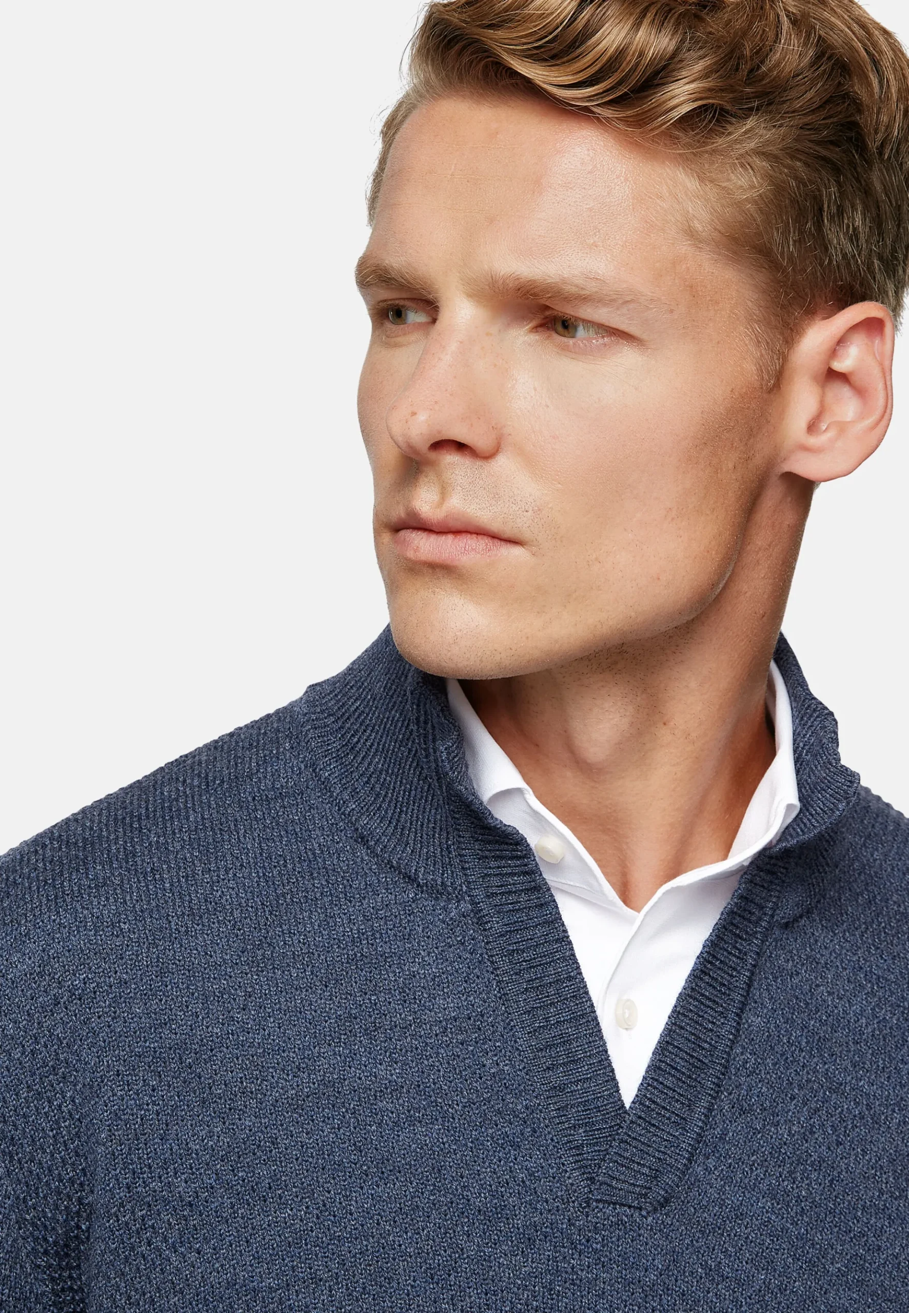 Boggi Milano Pull à Col Cheminée Avec Points En Laine Mérinos