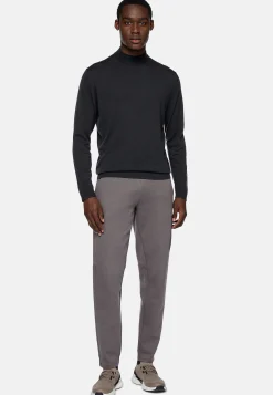 Boggi Milano Pull À Col Montant Anthracite En Laine Mérinos Superfine