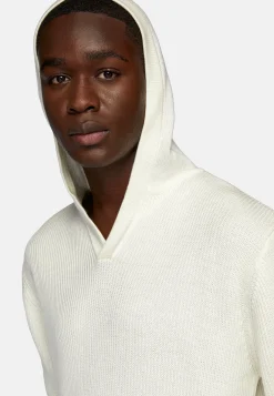 Boggi Milano Pull À Capuche Avec Encolure En V En Laine Mérinos