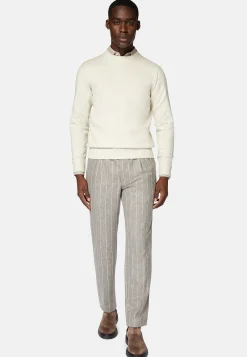 Boggi Milano Pull Blanc À Col Rond En Cachemire