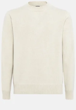 Boggi Milano Pull Blanc À Col Rond En Cachemire