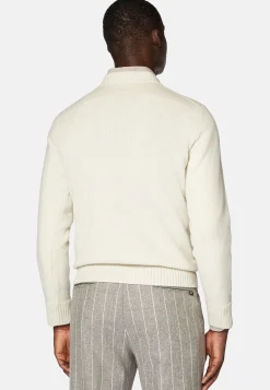 Boggi Milano Pull Blanc À Col Rond En Cachemire