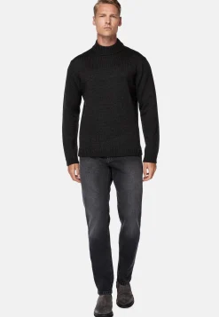 Boggi Milano Pull Col Montant Anthracite En Laine Mérinos