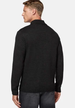 Boggi Milano Pull Col Montant Anthracite En Laine Mérinos