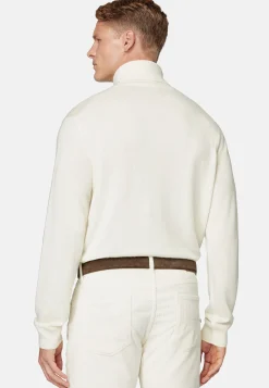 Boggi Milano Pull Col Roulé Blanc En Cachemire
