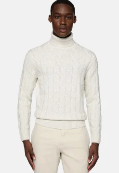 Boggi Milano Pull Col Roulé Blanc En Laine Mérinos