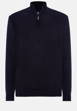 Boggi Milano Pull Demi Zip En Laine Mérinos