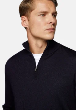 Boggi Milano Pull Demi Zip En Laine Mérinos