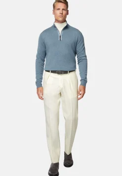 Boggi Milano Pull Demi-Zip Indigo En Cachemire