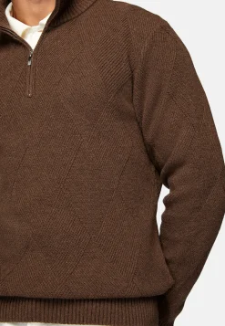 Boggi Milano Pull Demi-Zip Noisette En Laine Nylon