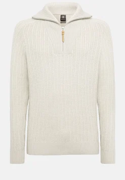 Boggi Milano Pull Demi-Zip Sable En Laine Mérinos