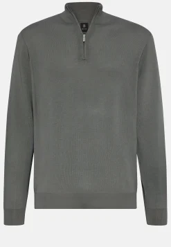Boggi Milano Pull Demi-Zip Vert En Laine Mérinos