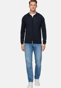 Boggi Milano Pull Full Zip À Capuche En Laine Mérinos