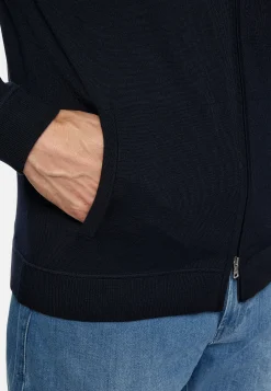 Boggi Milano Pull Full Zip À Capuche En Laine Mérinos