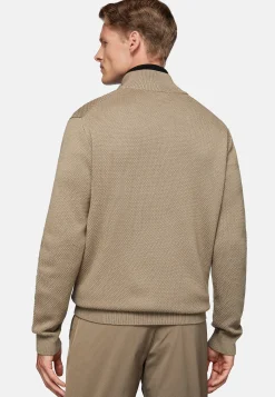 Boggi Milano Pull Full Zip Avec Points En Laine Mérinos
