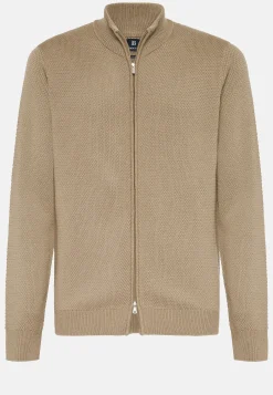 Boggi Milano Pull Full Zip Avec Points En Laine Mérinos