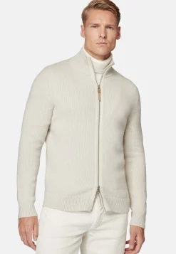 Boggi Milano Pull Full Zip Sable En Cachemire