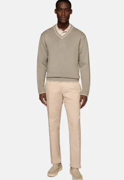 Boggi Milano Pull À Col En V En Laine Et Coton Bio