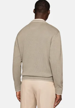 Boggi Milano Pull À Col En V En Laine Et Coton Bio