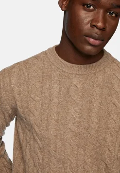 Boggi Milano Pull Taupe À Col Rond En Laine