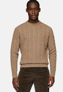 Boggi Milano Pull Taupe À Col Rond En Laine