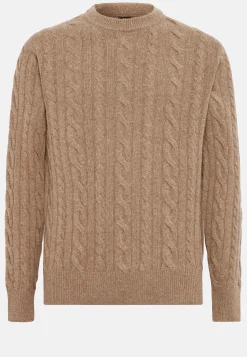 Boggi Milano Pull Taupe À Col Rond En Laine