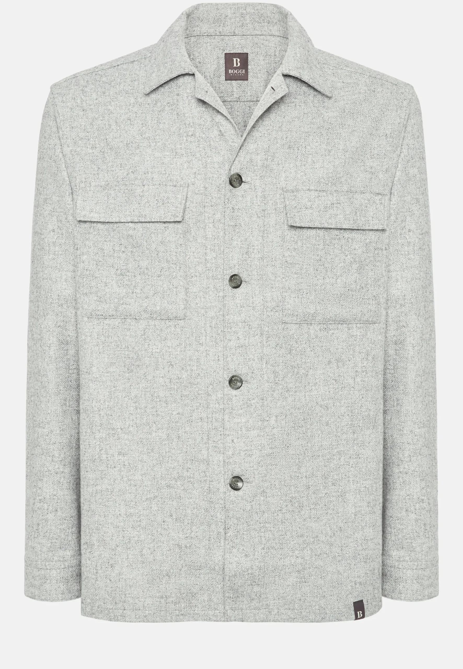 Boggi Milano Surchemise Camp En Mélange Laine Et Tencel