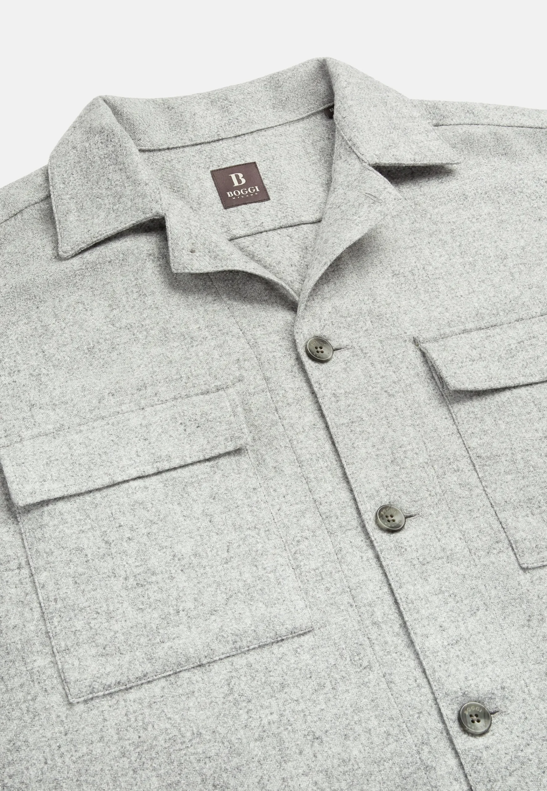 Boggi Milano Surchemise Camp En Mélange Laine Et Tencel